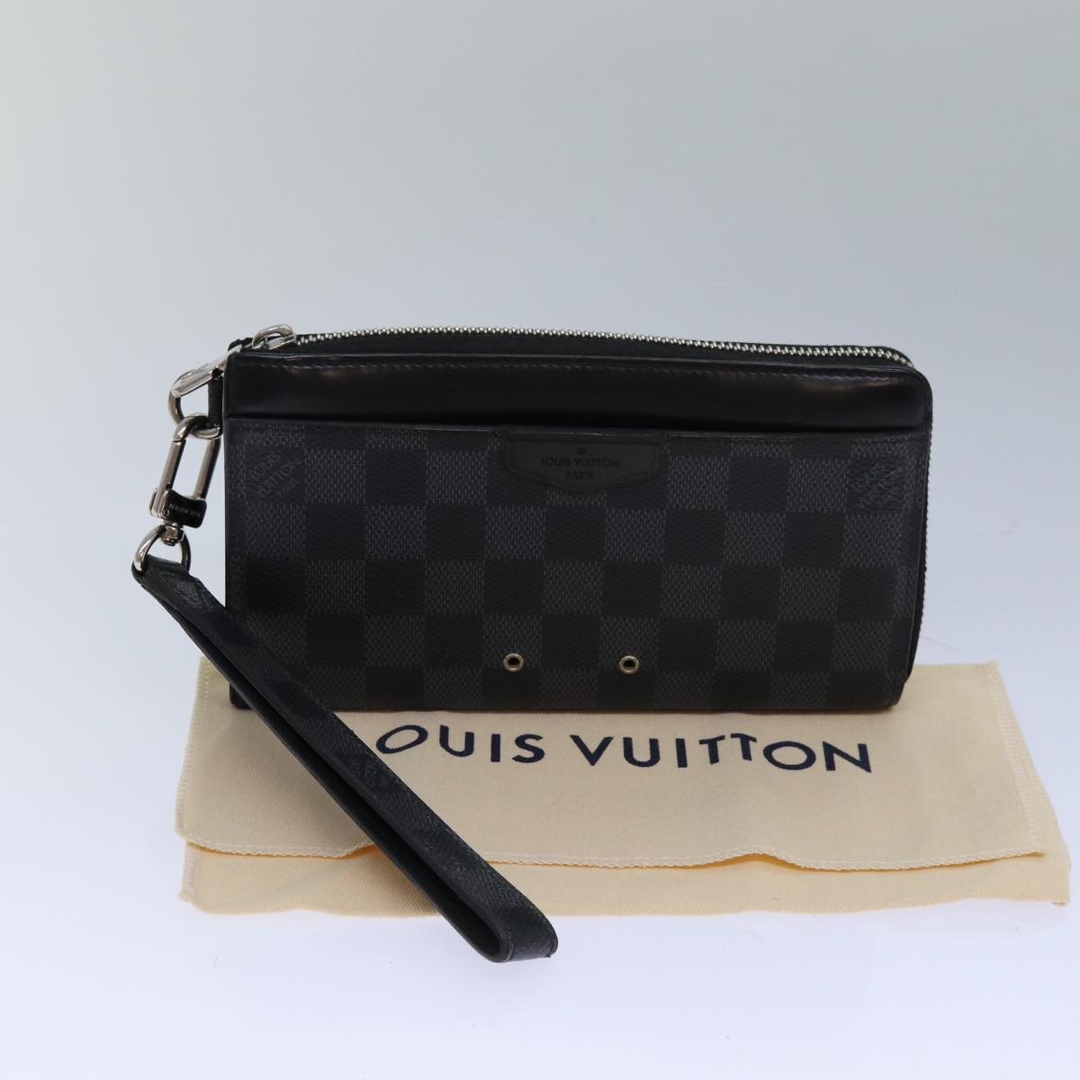 LOUIS VUITTON Damier Graphite Zippy Dragonne Long Wallet N60379 LV Auth 82358