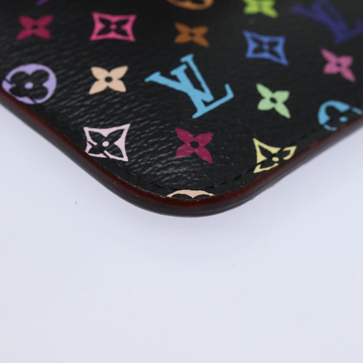 LOUIS VUITTON Multicolor Pochette Cles NM Coin Purse Black M60279 LV Auth 82479