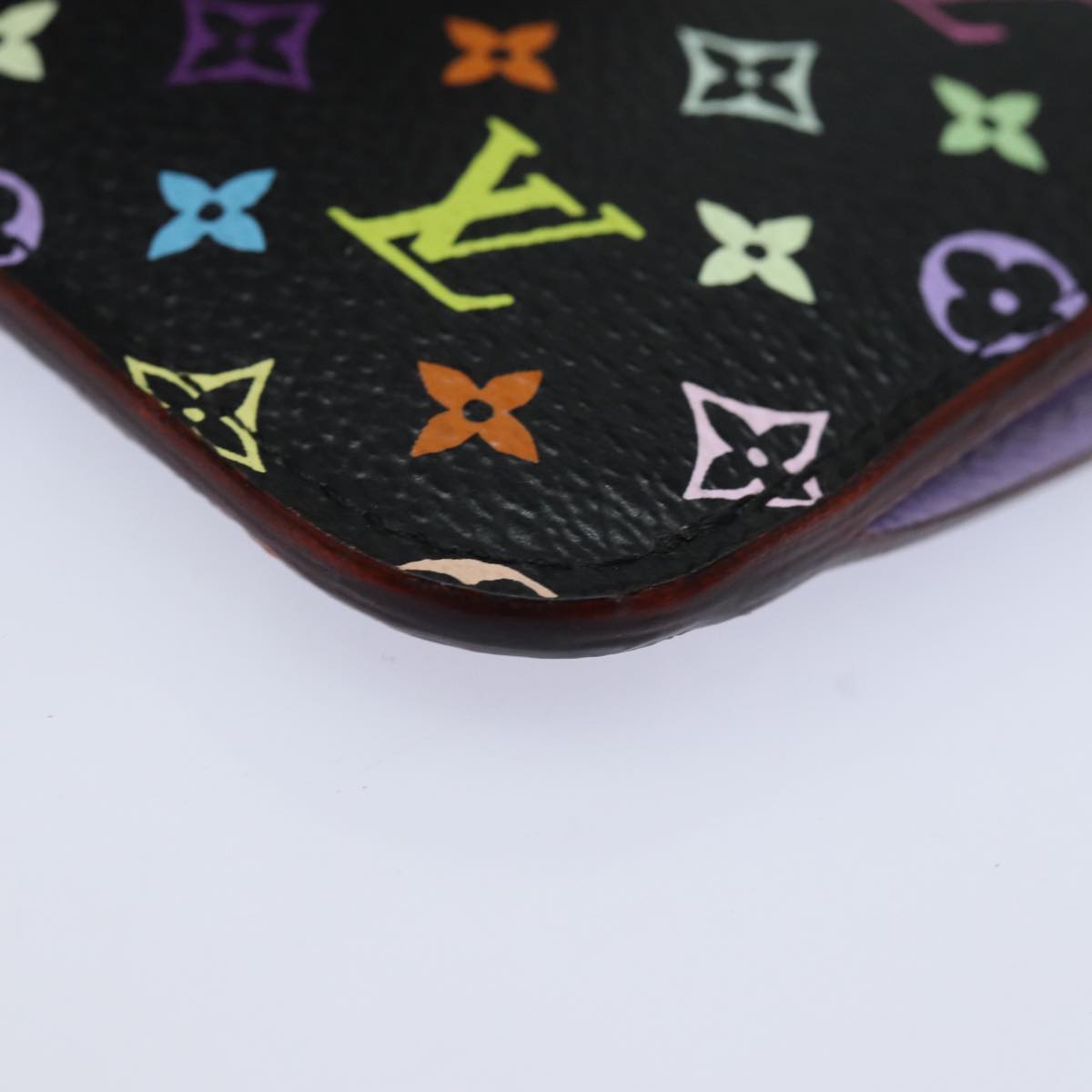 LOUIS VUITTON Multicolor Pochette Cles NM Coin Purse Black M60279 LV Auth 82479