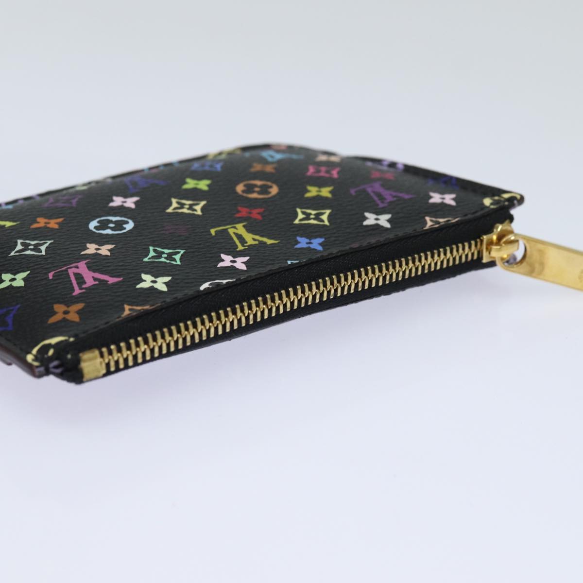 LOUIS VUITTON Multicolor Pochette Cles NM Coin Purse Black M60279 LV Auth 82479