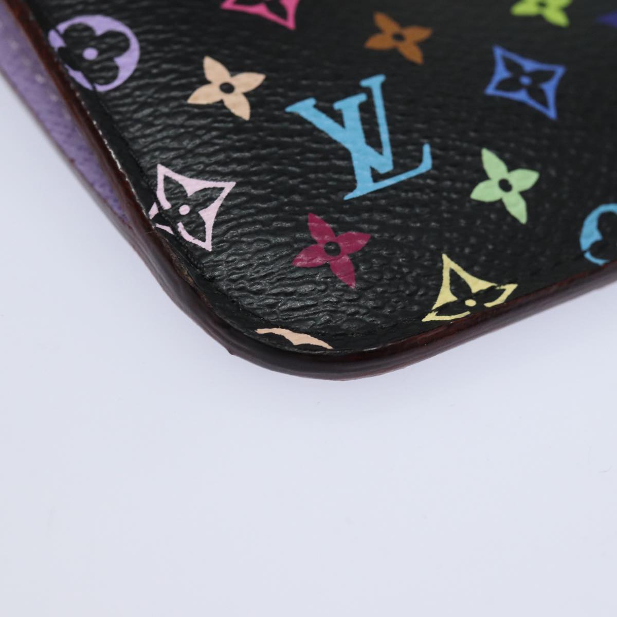 LOUIS VUITTON Multicolor Pochette Cles NM Coin Purse Black M60279 LV Auth 82479