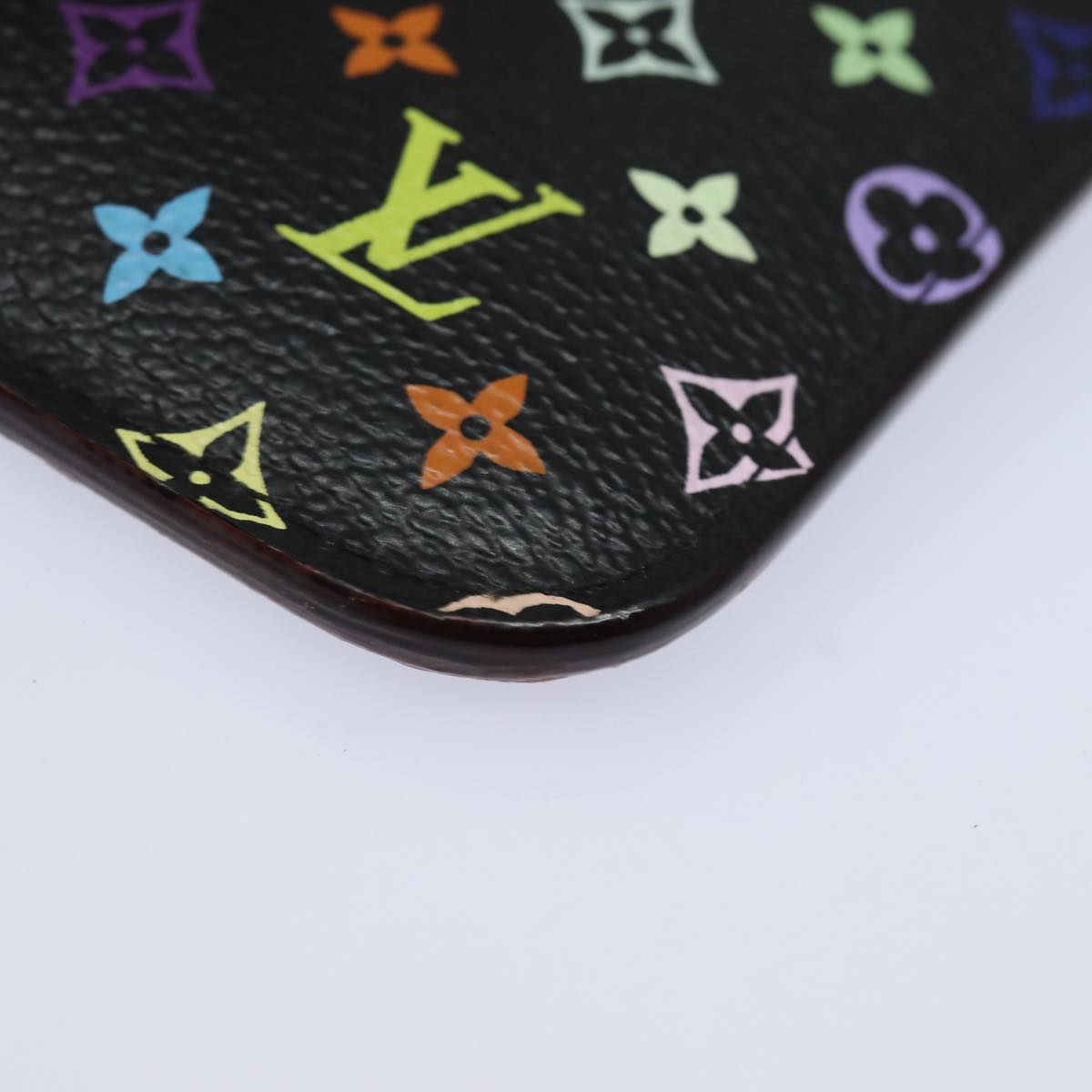 LOUIS VUITTON Multicolor Pochette Cles NM Coin Purse Black M60279 LV Auth 82479