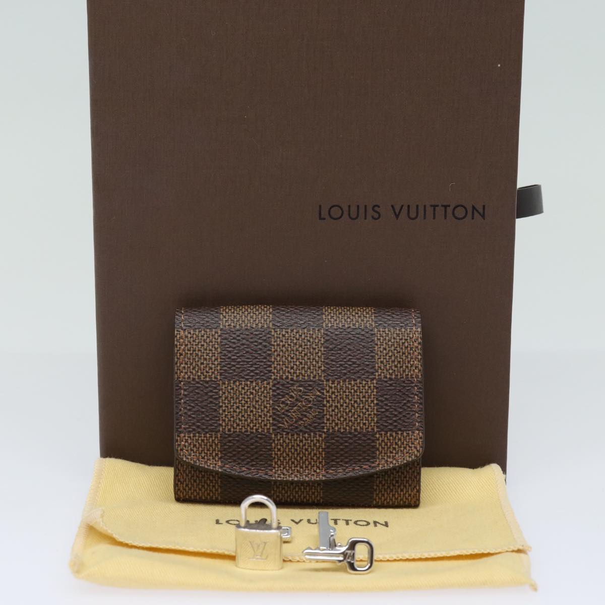 LOUIS VUITTON Damier Ebene Buton De Manchette Cuff Case M64600 LV Auth 82483