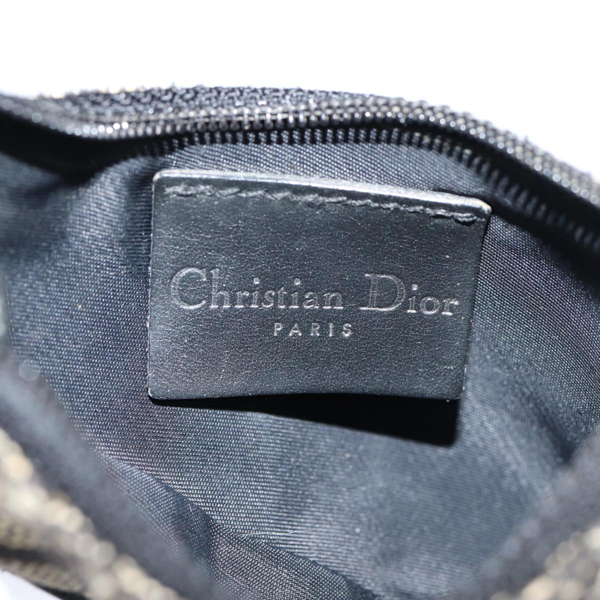 Christian Dior Trotter Canvas Saddle Coin Purse Black Auth 82486