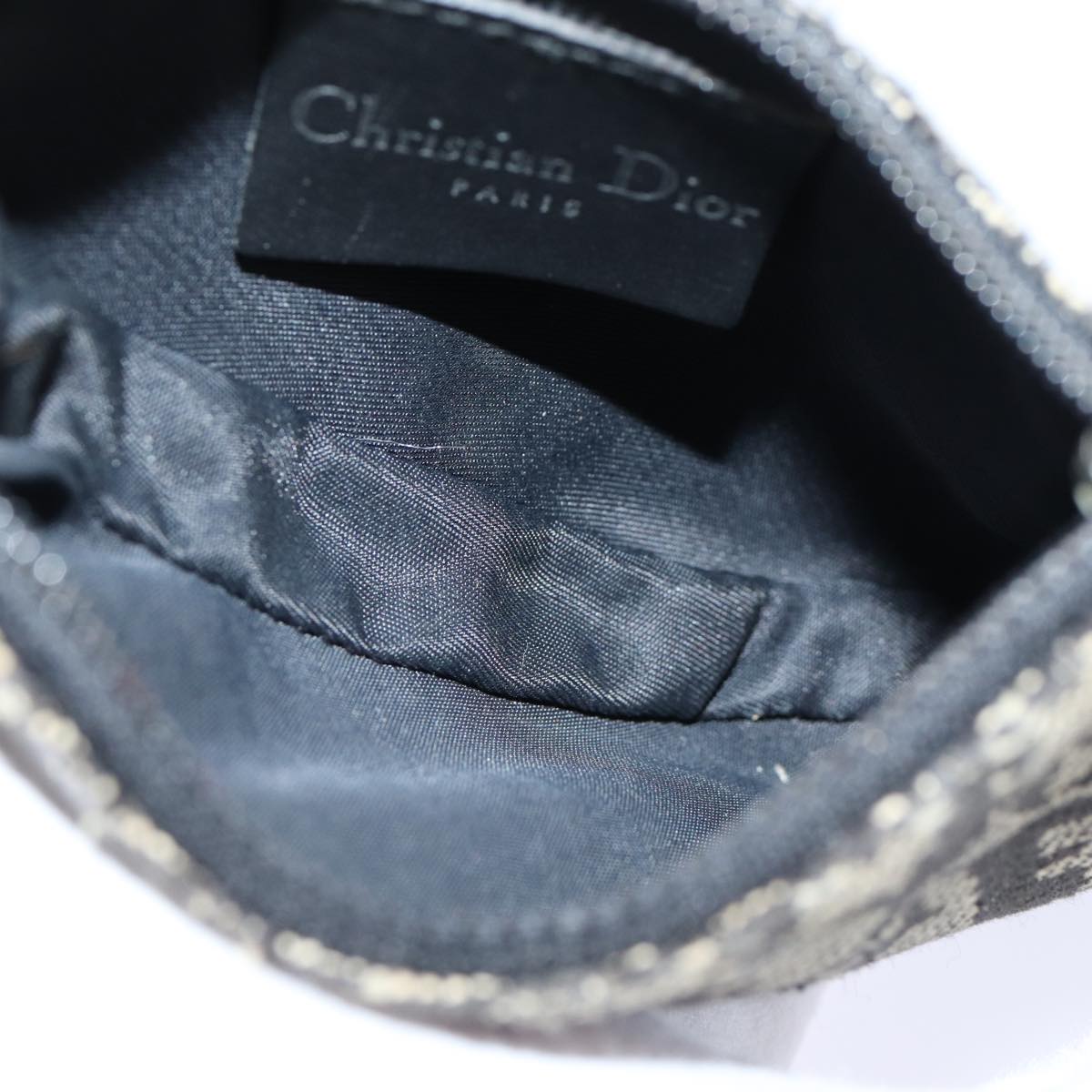 Christian Dior Trotter Canvas Saddle Coin Purse Black Auth 82486