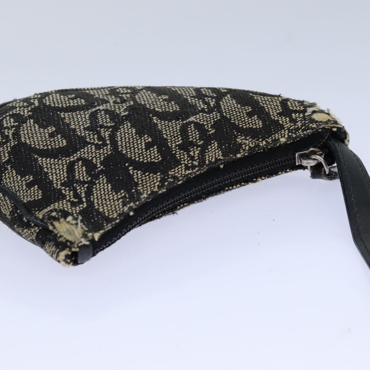 Christian Dior Trotter Canvas Saddle Coin Purse Black Auth 82486