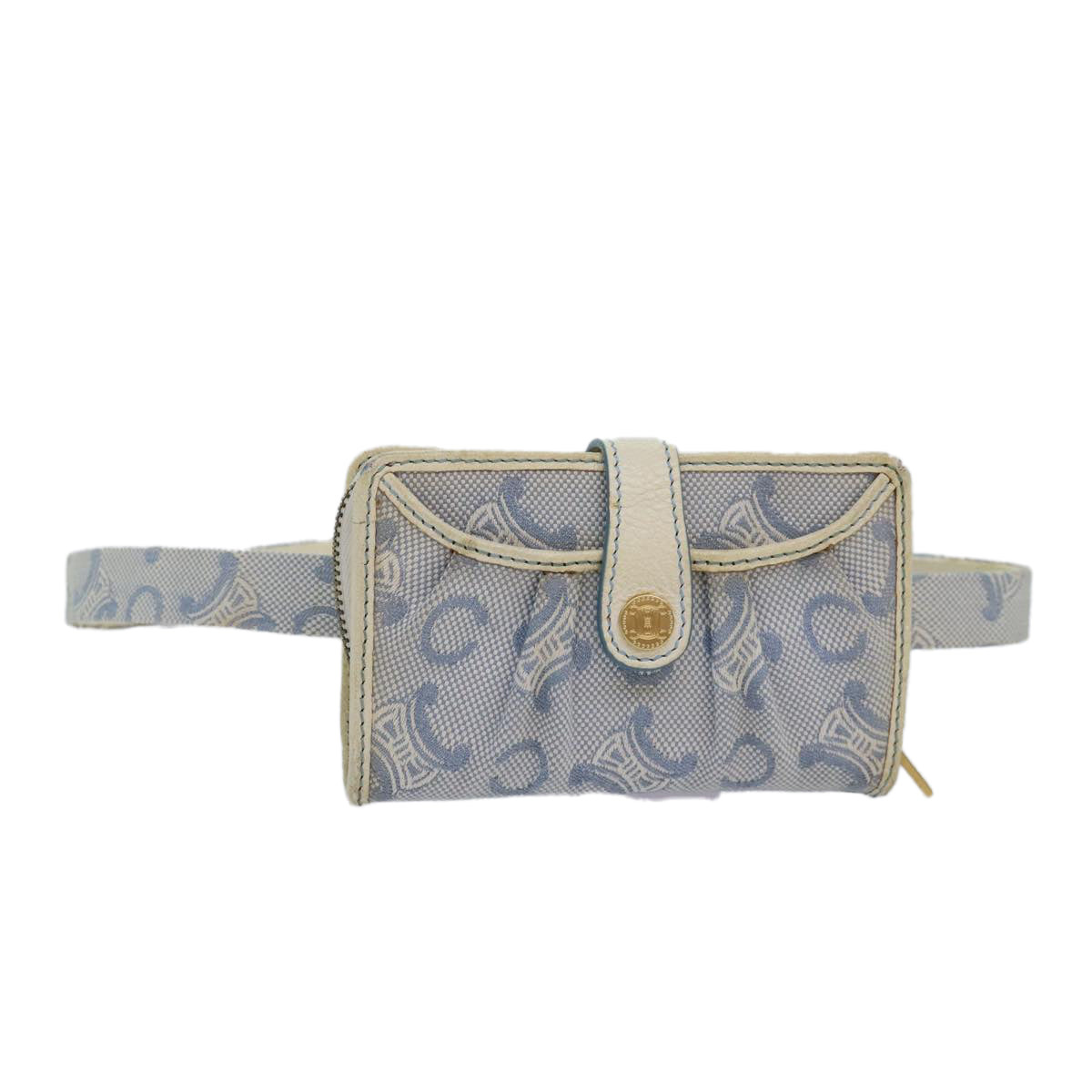 CELINE C Macadam Canvas Waist Pouch Light Blue Auth 82487