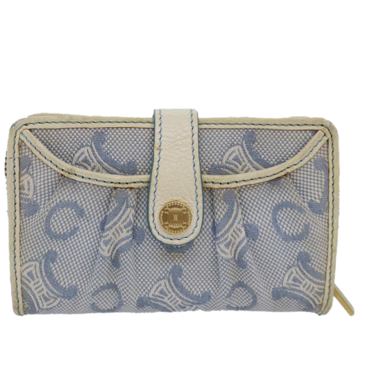 CELINE C Macadam Canvas Waist Pouch Light Blue Auth 82487