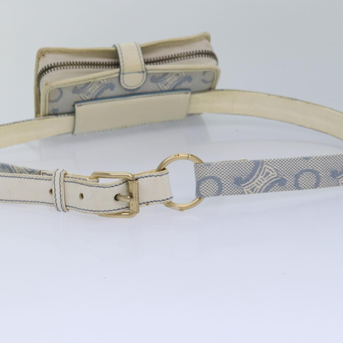 CELINE C Macadam Canvas Waist Pouch Light Blue Auth 82487