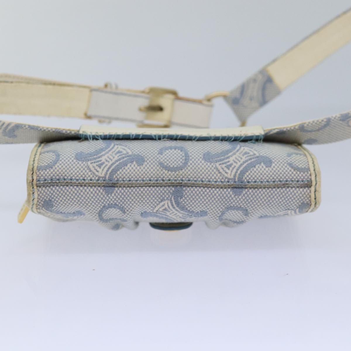 CELINE C Macadam Canvas Waist Pouch Light Blue Auth 82487