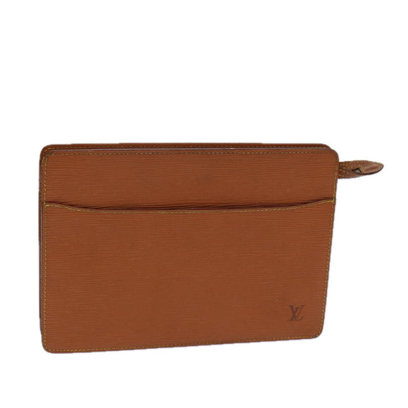 LOUIS VUITTON Epi Pochette Homme Clutch Bag Braun Zipang gold M52528 Auth 82491