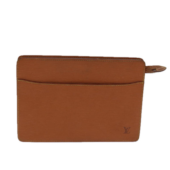 LOUIS VUITTON Epi Pochette Homme Clutch Bag Braun Zipang gold M52528 Auth 82491