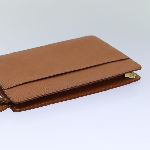 LOUIS VUITTON Epi Pochette Homme Clutch Bag Braun Zipang gold M52528 Auth 82491