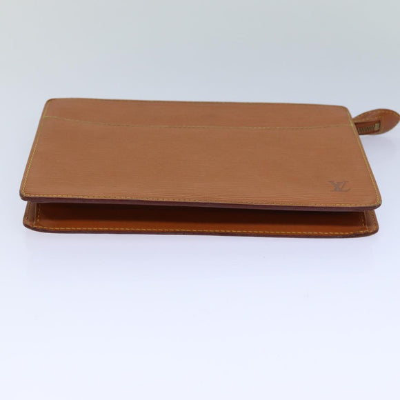 LOUIS VUITTON Epi Pochette Homme Clutch Bag Braun Zipang gold M52528 Auth 82491