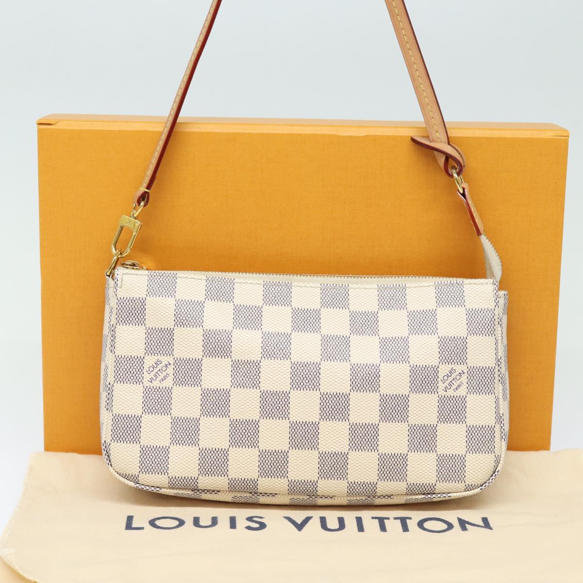 LOUIS VUITTON Damier Azur Pochette Accessoires Pouch N51986 LV Auth 82492SA