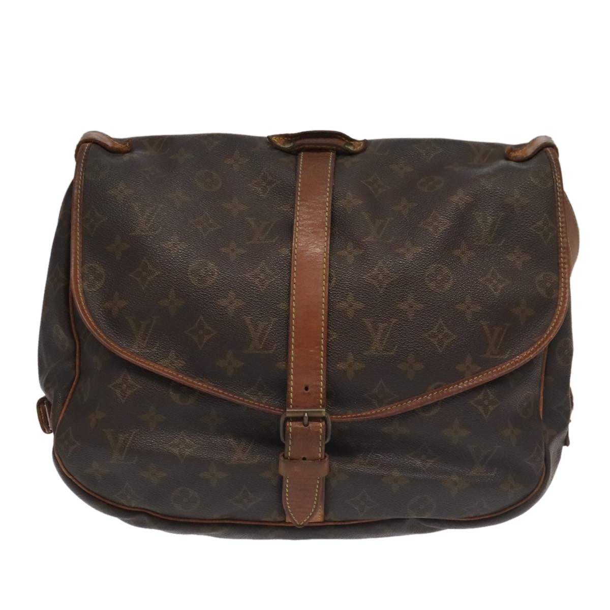 LOUIS VUITTON Monogram Saumur 35 Shoulder Bag M42254 LV Auth 82536