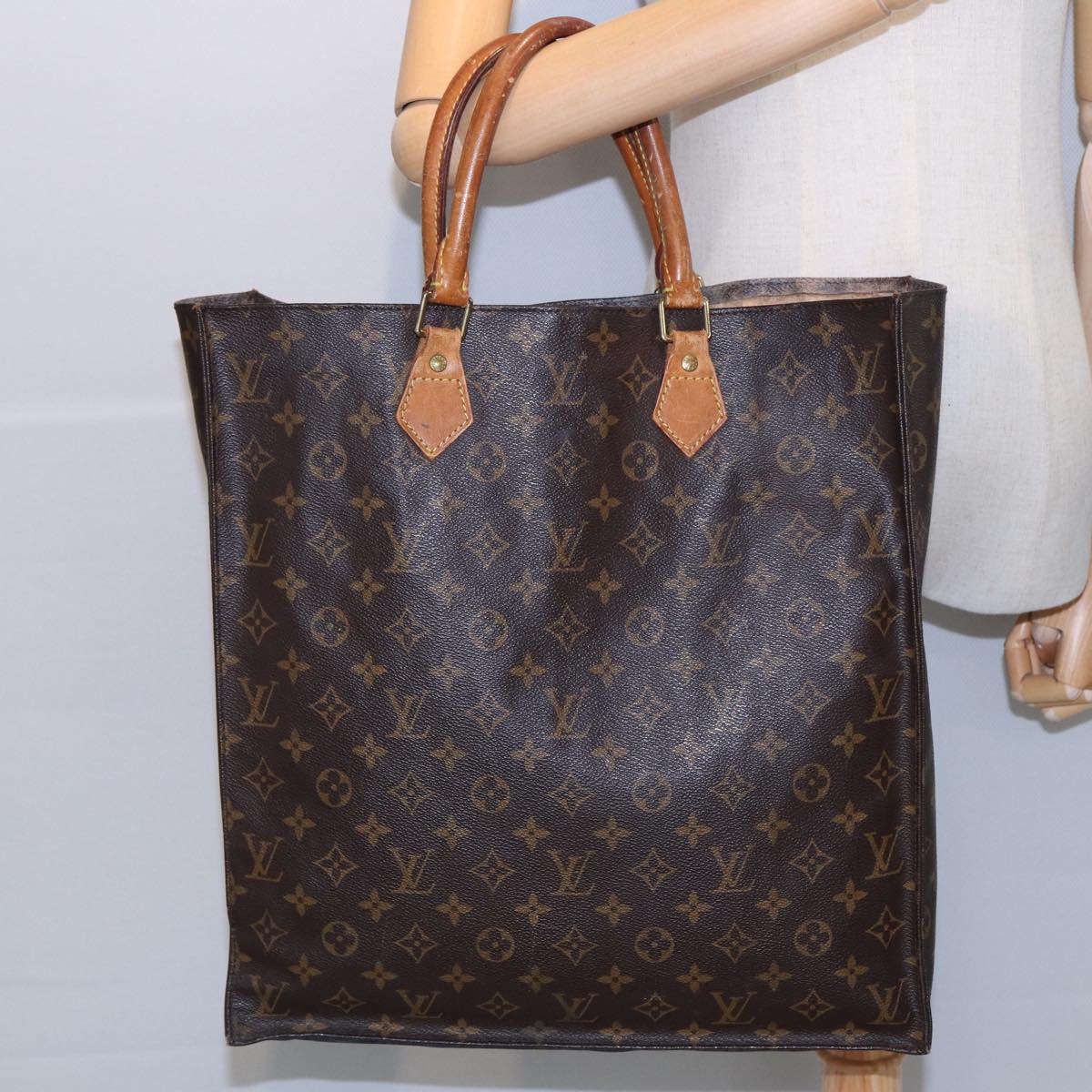 LOUIS VUITTON Monogram Sac Plat Hand Bag M51140 LV Auth 82544