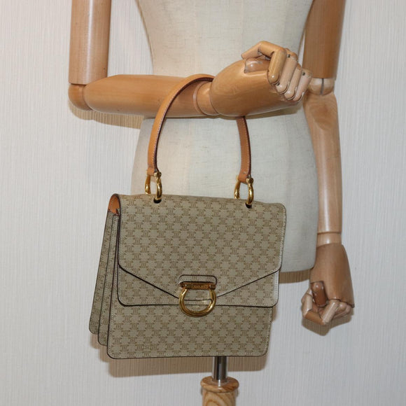 CELINE Macadam Canvas Handtasche Beige Auth 82559