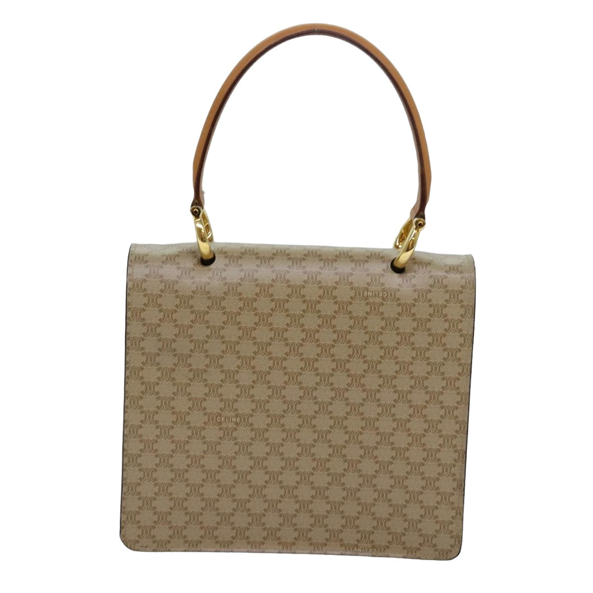 CELINE Macadam Canvas Hand Bag Beige Auth 82559