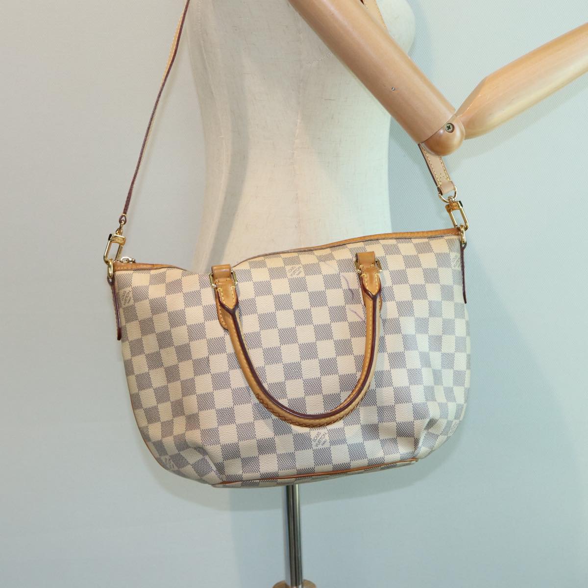 LOUIS VUITTON Damier Azur Riviera PM Tote Bag 2way N48250 LV Auth 82667