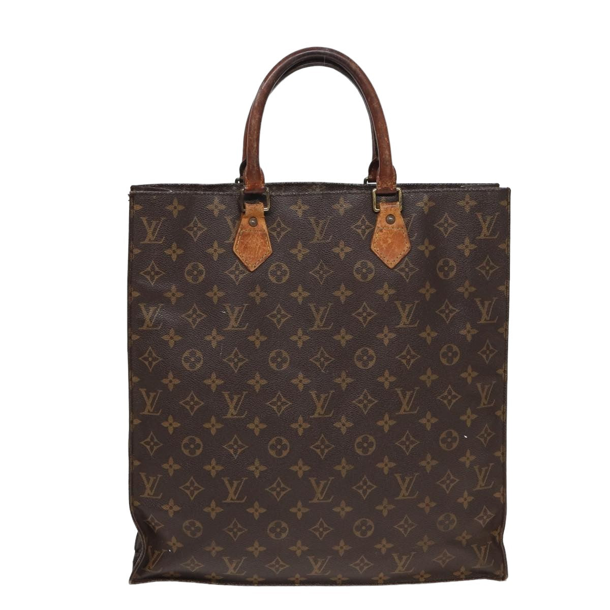 LOUIS VUITTON Monogram Sac Plat Hand Bag M51140 LV Auth 82677