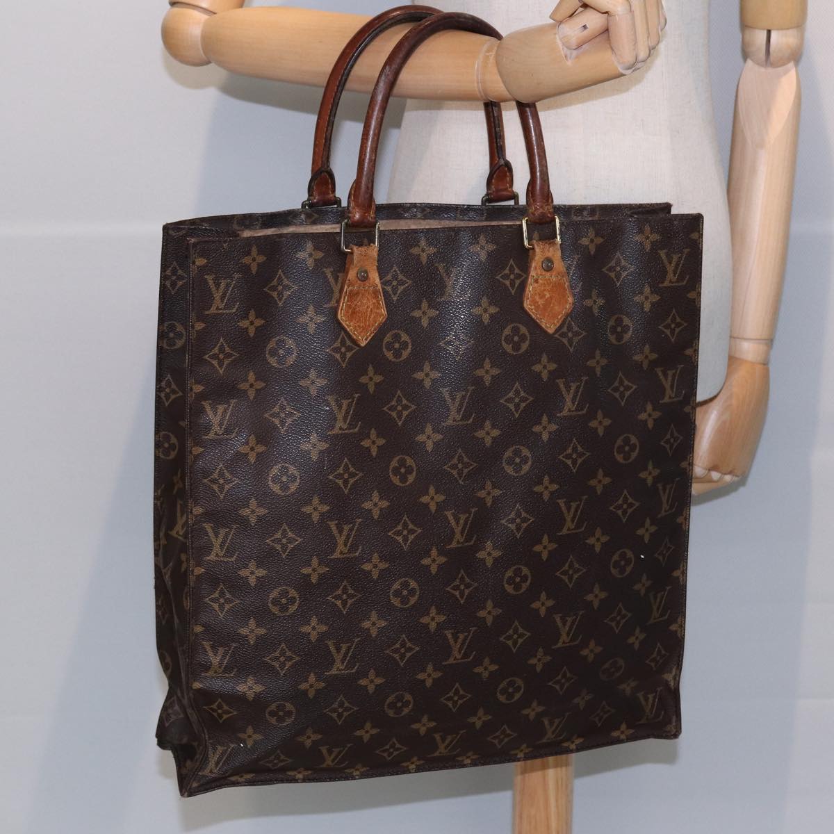 LOUIS VUITTON Monogram Sac Plat Hand Bag M51140 LV Auth 82677