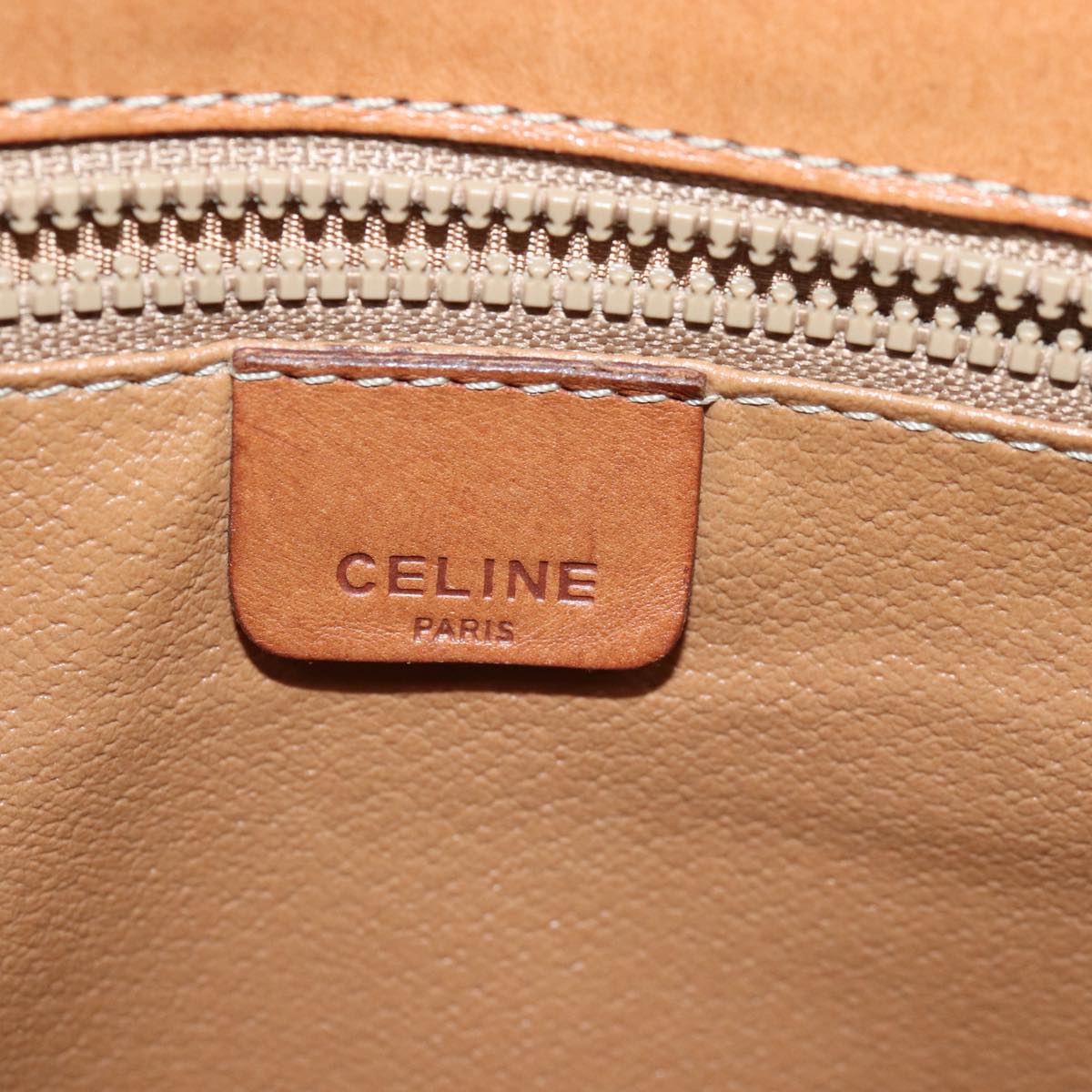 CELINE Macadam Canvas Hand Bag 2way Beige Auth 82688