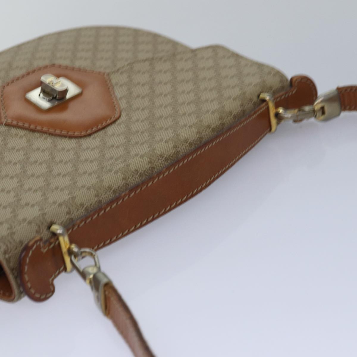 CELINE Macadam Canvas Hand Bag 2way Beige Auth 82688