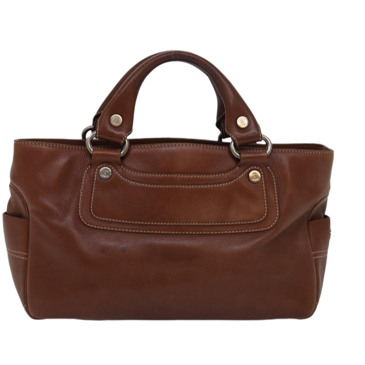 CELINE Hand Bag Leather Brown Auth 82689