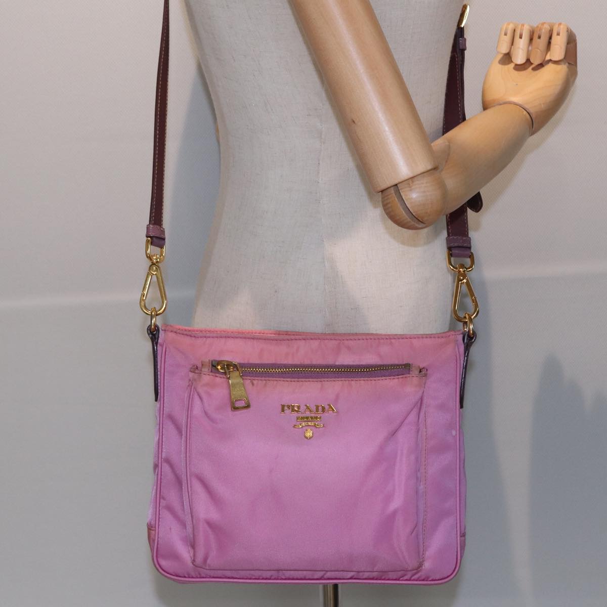 PRADA Shoulder Bag Nylon Pink Auth 82693