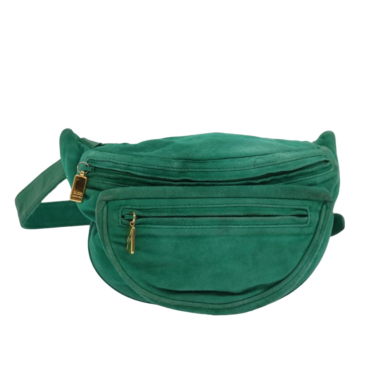 GUCCI Waist bag Suede Leather Green 039 115 0250 Auth 82696