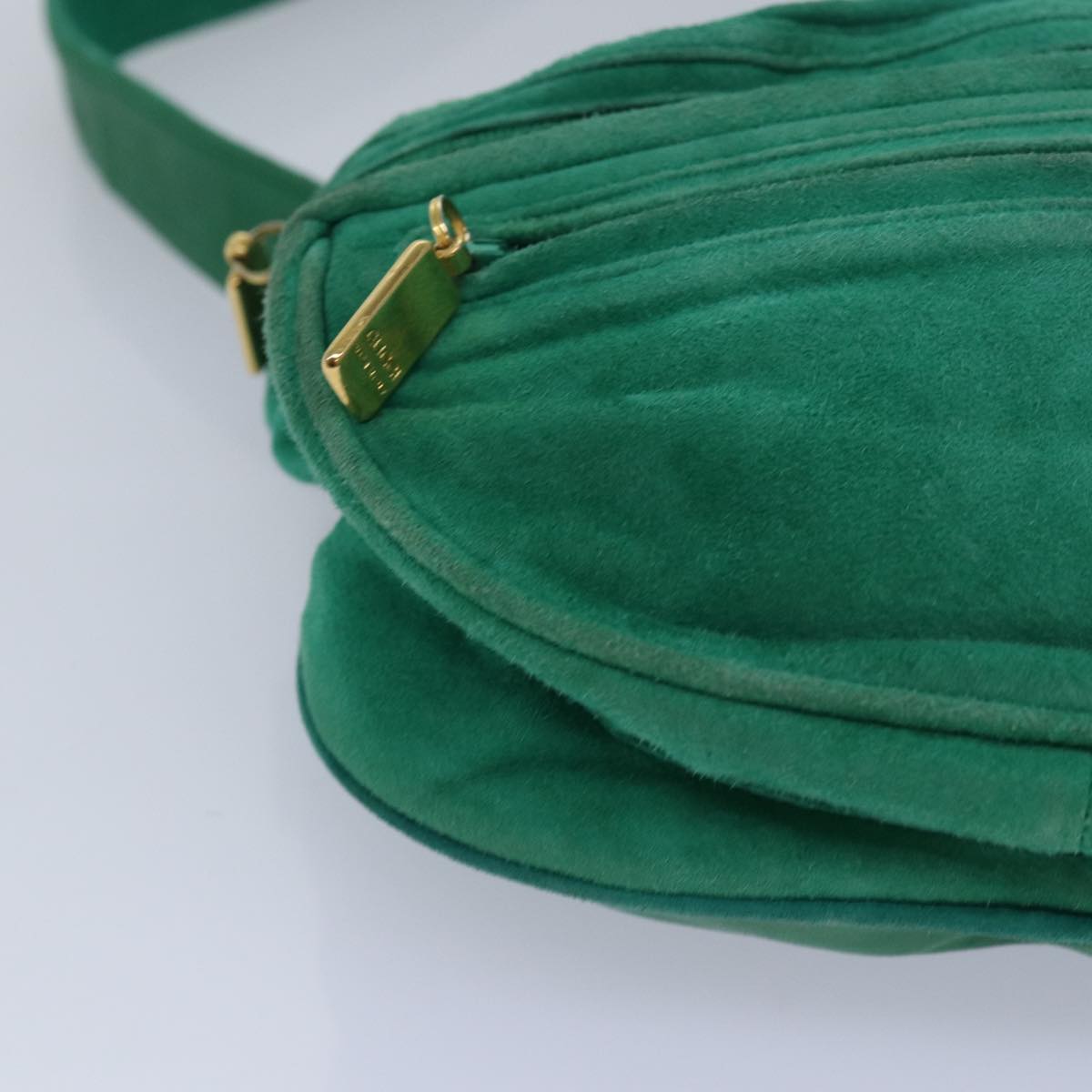 GUCCI Waist bag Suede Leather Green 039 115 0250 Auth 82696