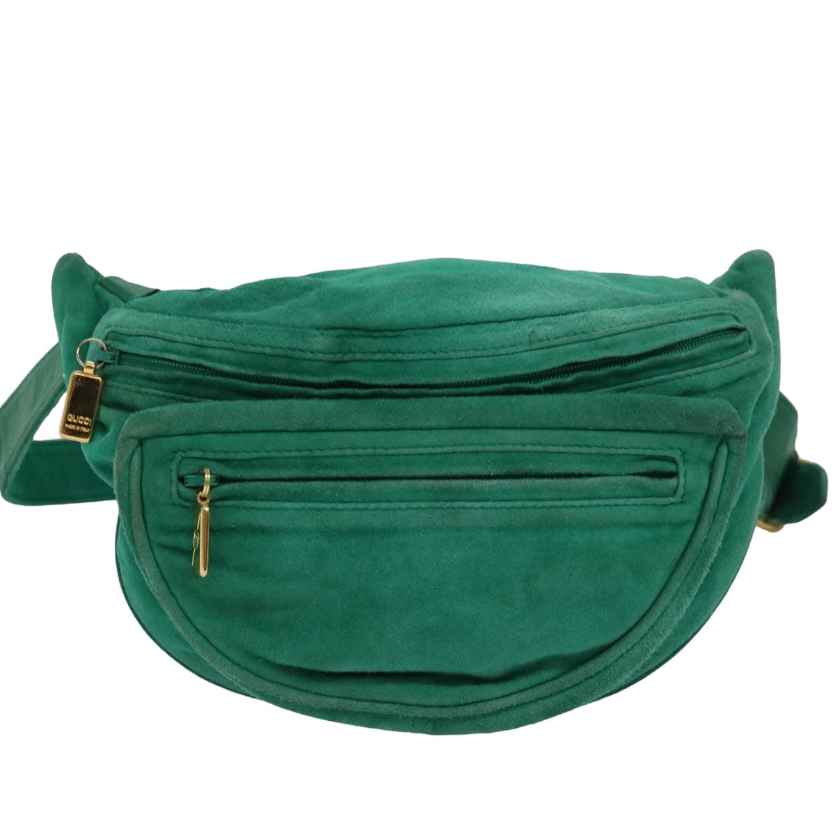 GUCCI Waist bag Suede Leather Green 039 115 0250 Auth 82696