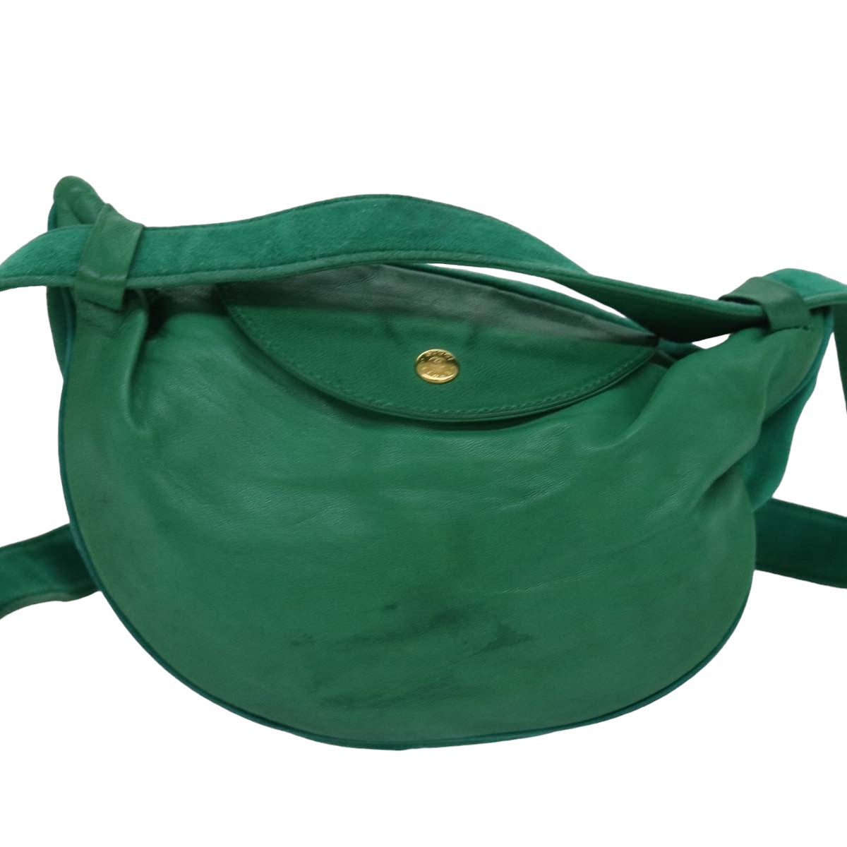 GUCCI Waist bag Suede Leather Green 039 115 0250 Auth 82696