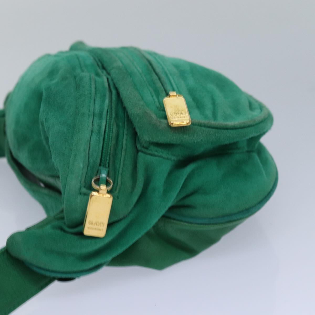 GUCCI Waist bag Suede Leather Green 039 115 0250 Auth 82696