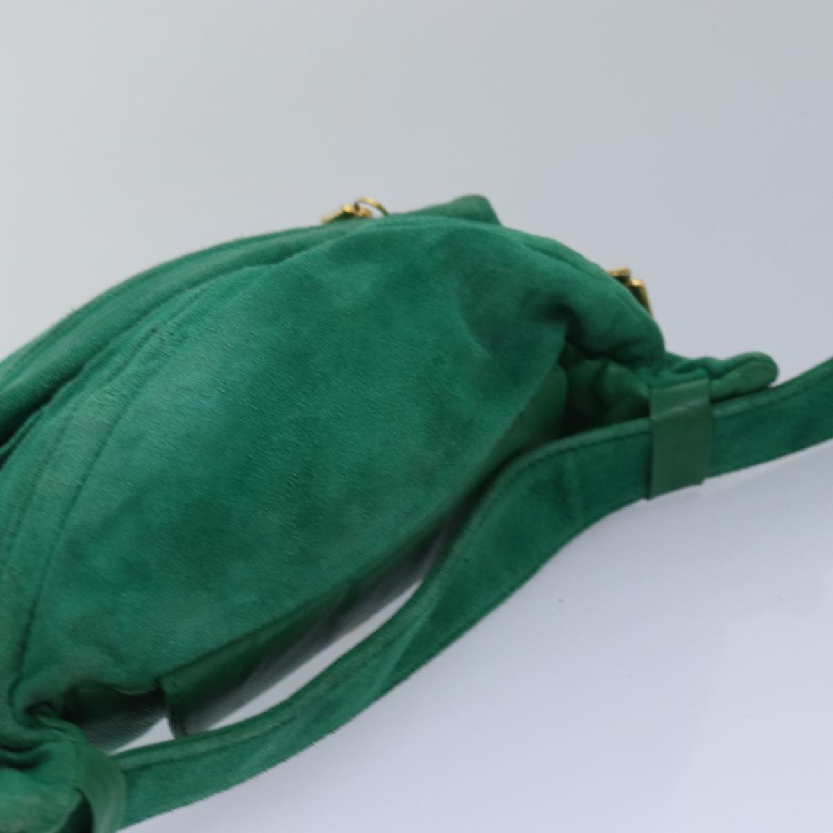 GUCCI Waist bag Suede Leather Green 039 115 0250 Auth 82696