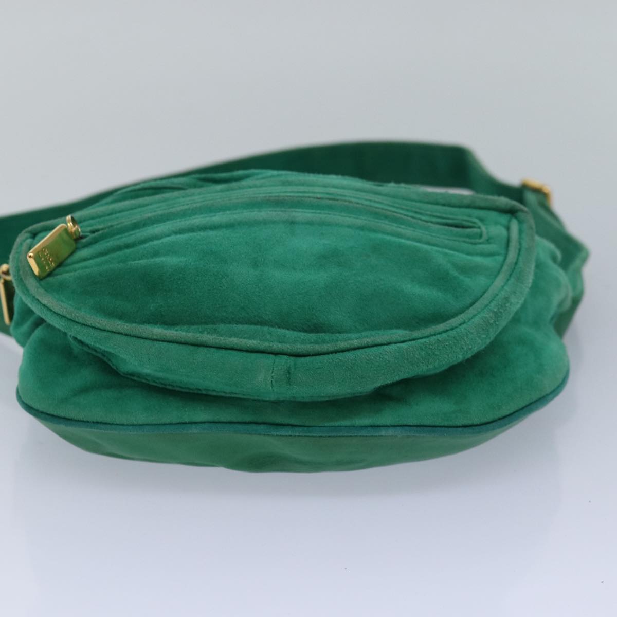 GUCCI Waist bag Suede Leather Green 039 115 0250 Auth 82696