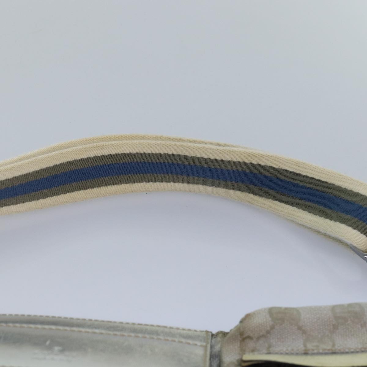 GUCCI GG Canvas Sherry Line Waist bag Silver Blue Gray 28566 Auth 82701