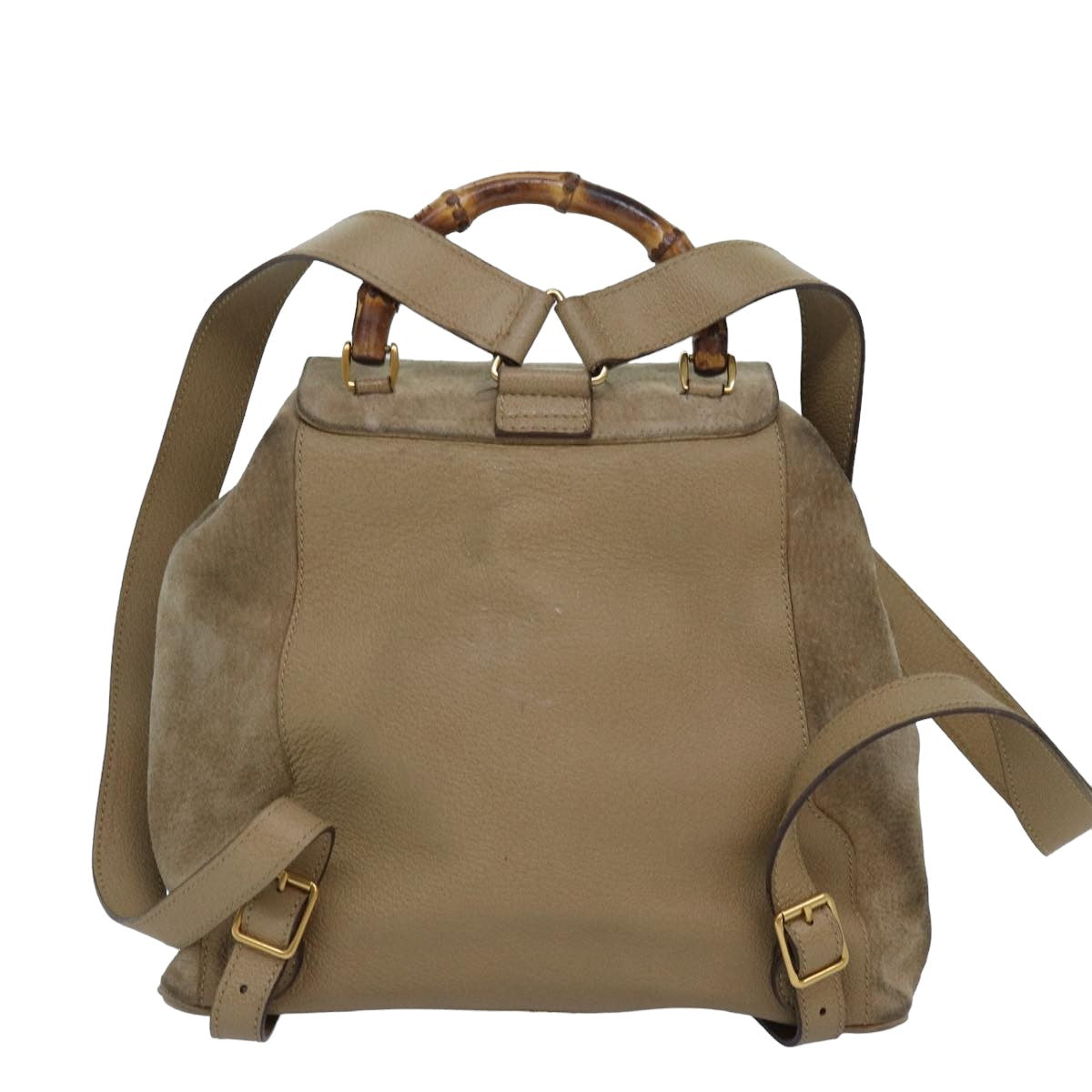 GUCCI Bamboo Backpack Suede Beige 003 2058 0016 Auth 82702 - 0