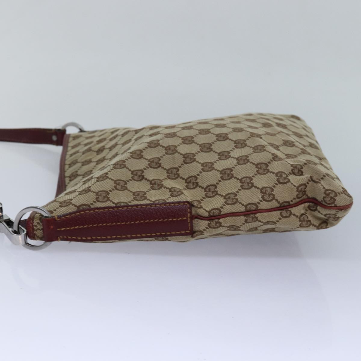 GUCCI GG Canvas Shoulder Bag Beige Red 113013 Auth 82709