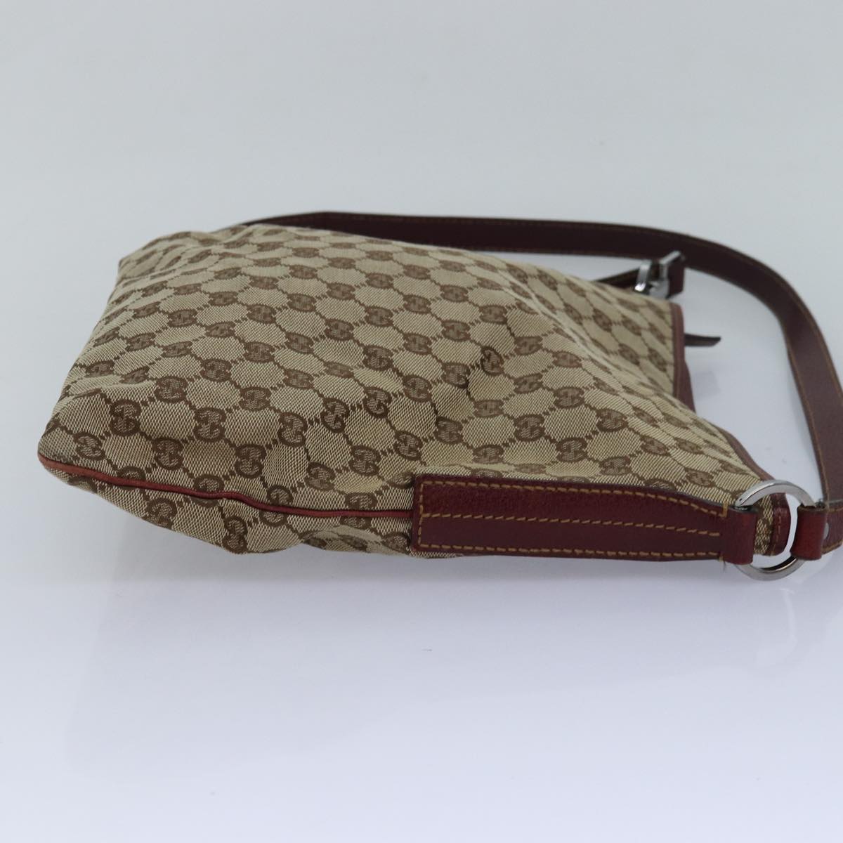 GUCCI GG Canvas Shoulder Bag Beige Red 113013 Auth 82709