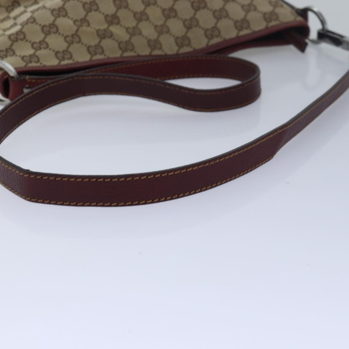 GUCCI GG Canvas Shoulder Bag Beige Red 113013 Auth 82709