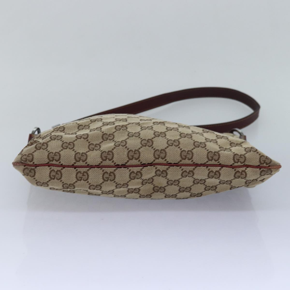 GUCCI GG Canvas Shoulder Bag Beige Red 113013 Auth 82709