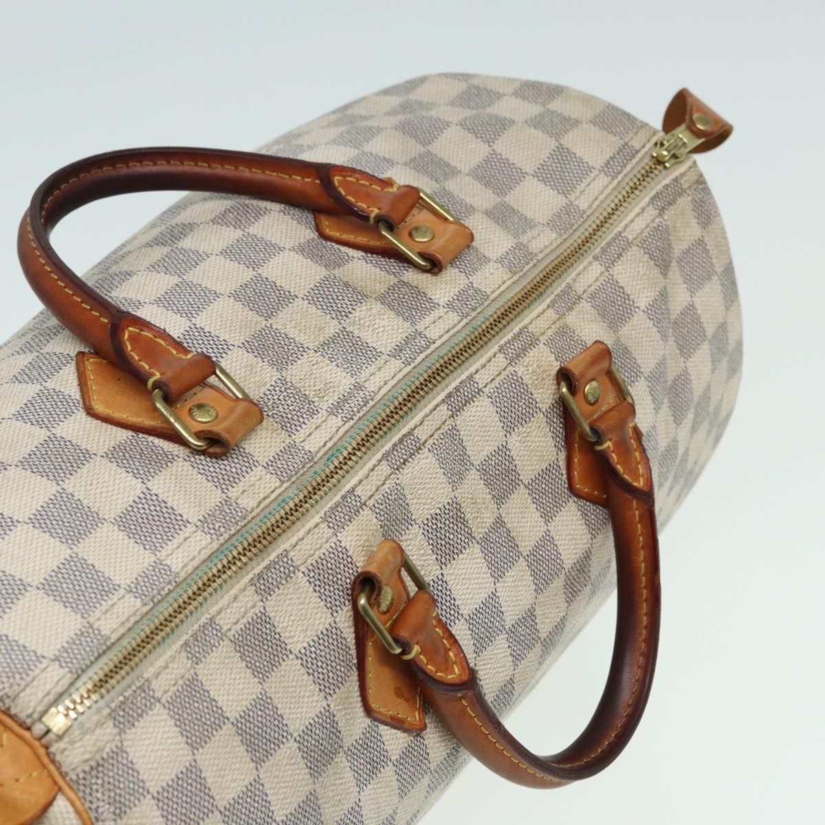 LOUIS VUITTON Damier Azur Speedy 35 Hand Bag N41535 LV Auth 82712