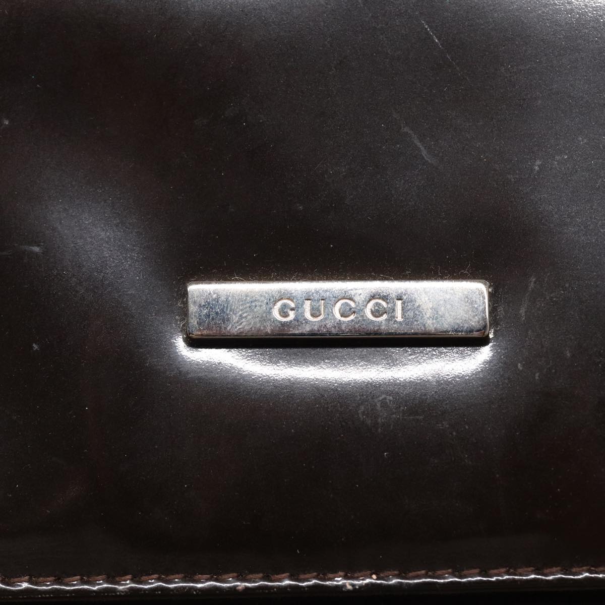 GUCCI Tote Bag Enamel Suede Brown Auth 82713