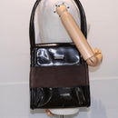 GUCCI Tote Bag Enamel Suede Brown Auth 82713-21