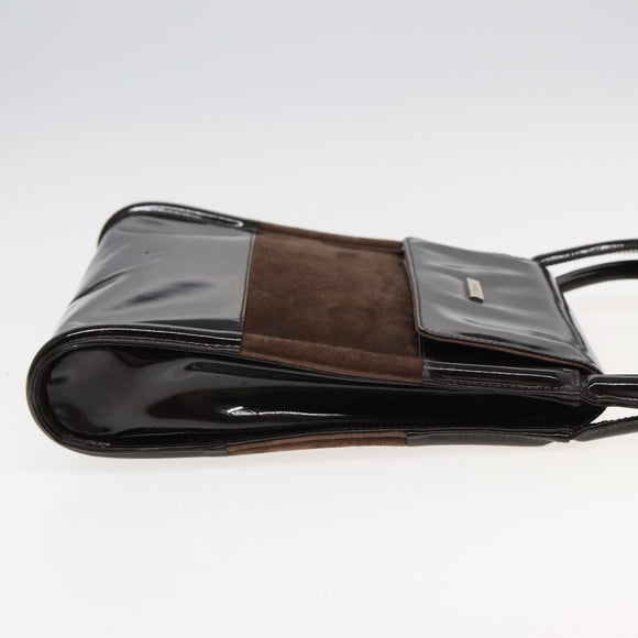 GUCCI Tote Bag Enamel Suede Brown Auth 82713