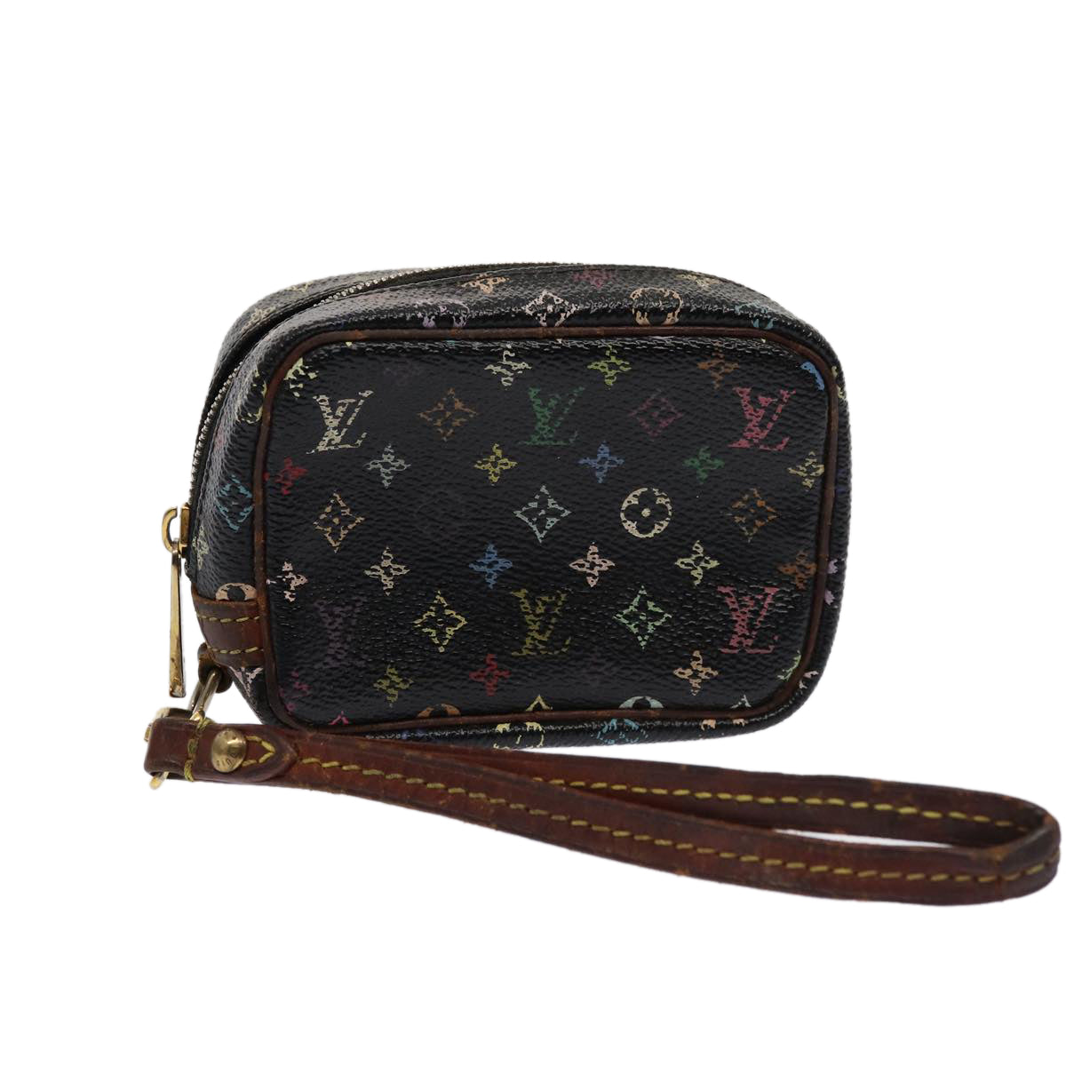 LOUIS VUITTON Monogram Multicolor Trousse Wapity Pouch Black M58034 Auth 82718