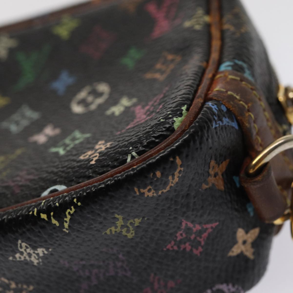 LOUIS VUITTON Monogram Multicolor Trousse Wapity Pouch Black M58034 Auth 82718