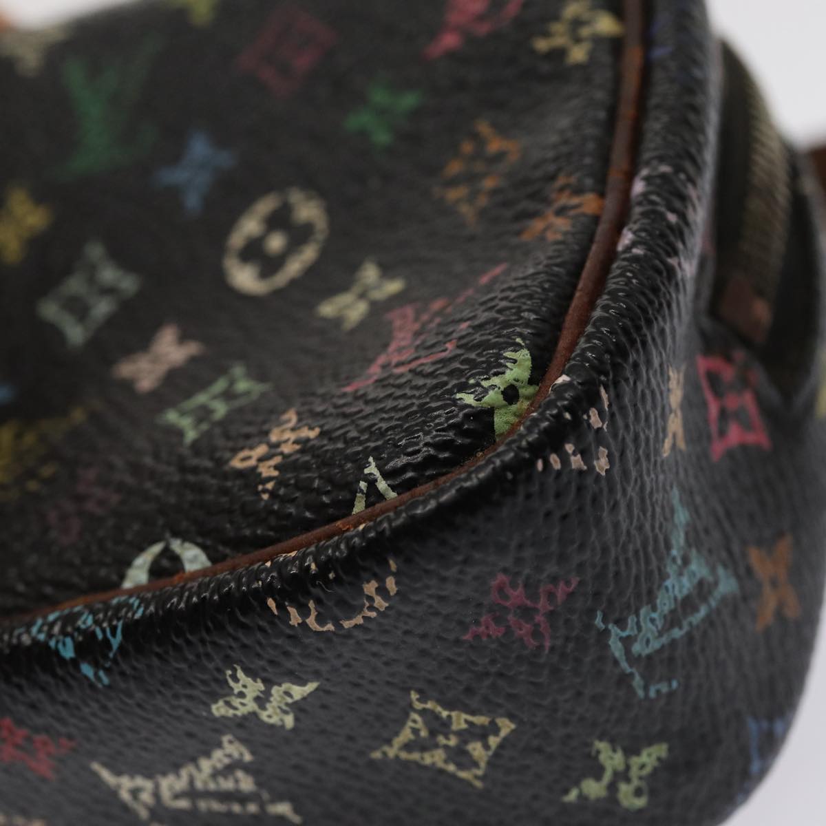 LOUIS VUITTON Monogram Multicolor Trousse Wapity Pouch Black M58034 Auth 82718